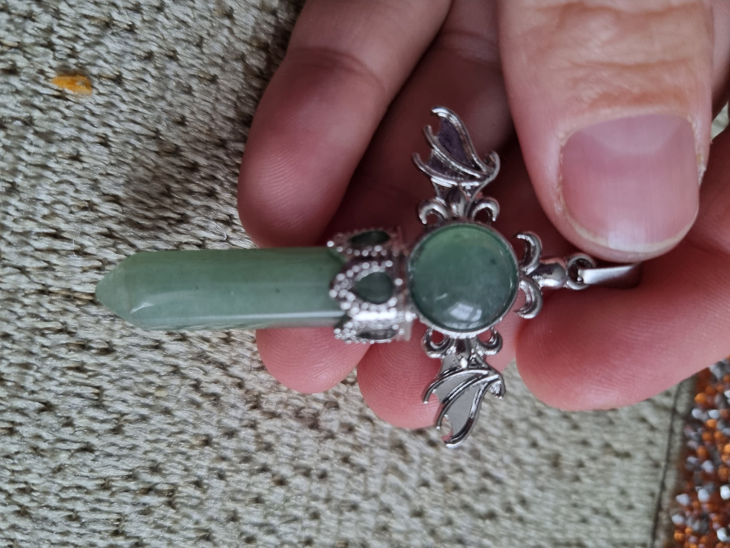 Car accessories mirror pendant handmade with crystal aventurine green, black onyx glass crystal green 💚