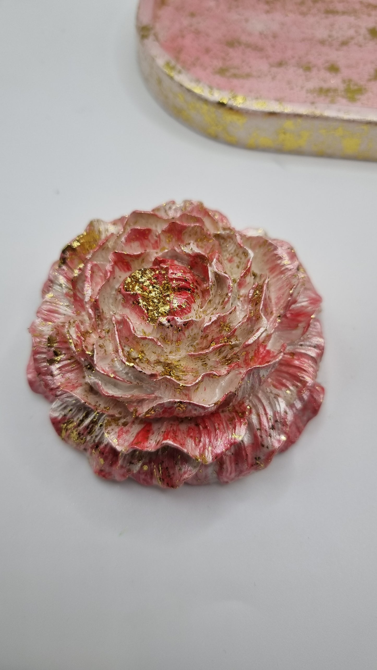 Handmade gypsum decoration jewellery tray pearl pink white color ,oil difuzer rose