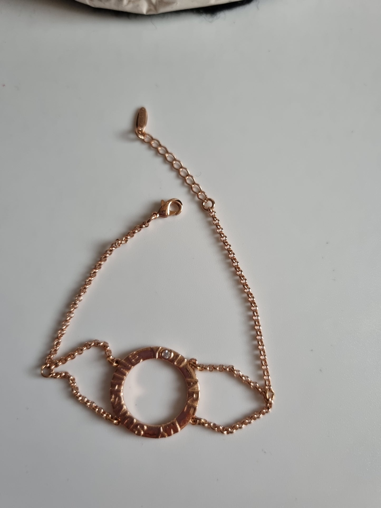 Rose gold plated chain bracelet with sw.crystal ( You are my sunshine)