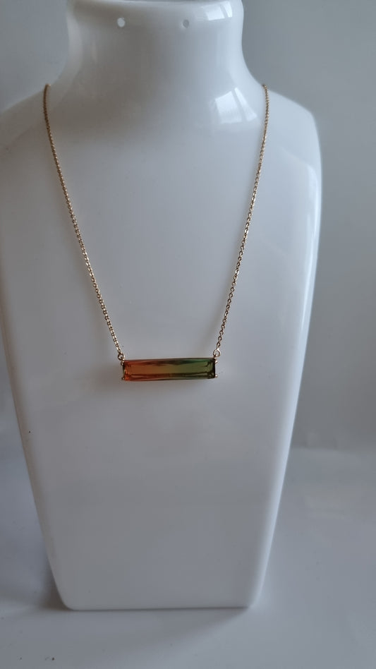 18kr.gold plated necklace su multicolor zircon pendant