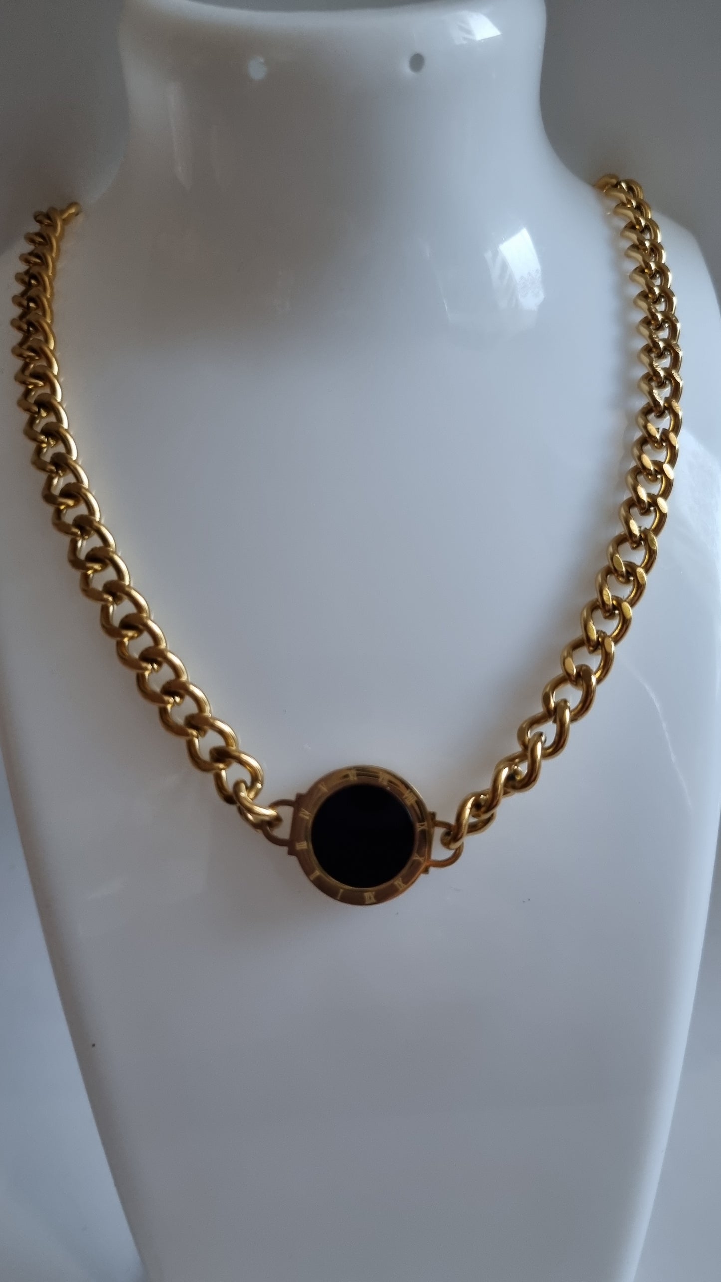 Stainless steel necklace double pendant shell pearl