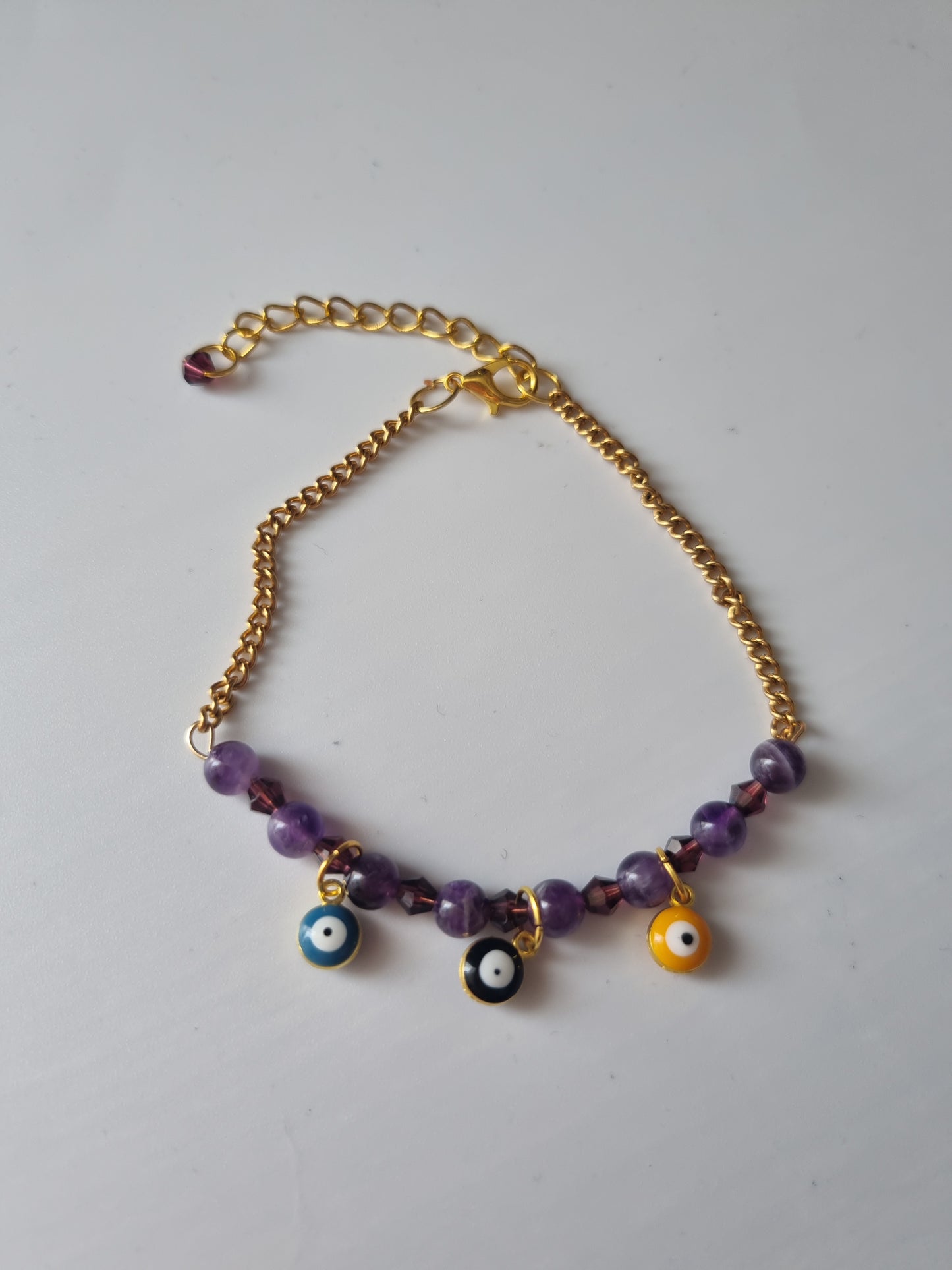 Handmade bracelets from gemstones ametist chain 18kr.color