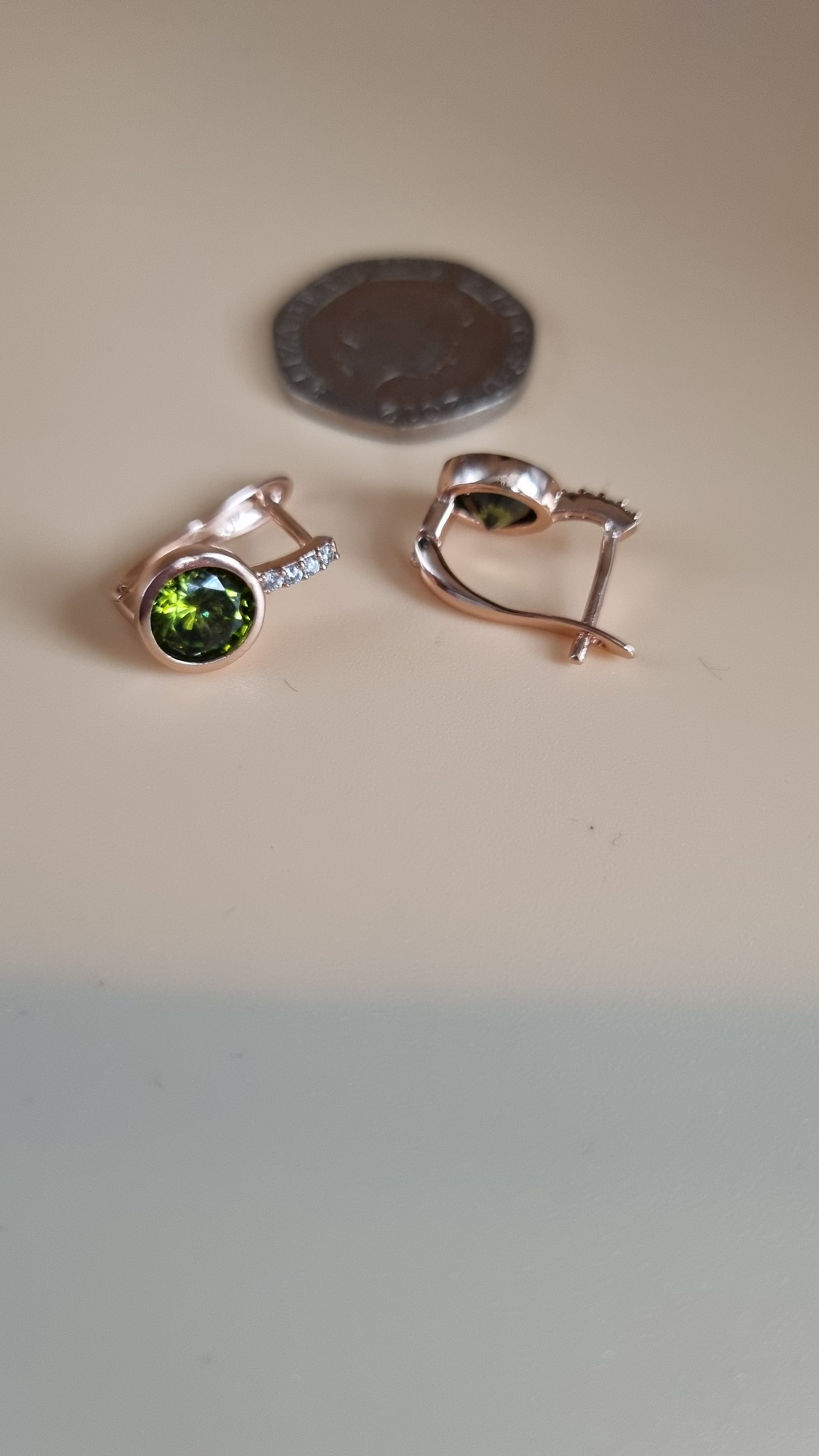 Rose gold plated earrings waterproof free nickel hypoallergenic with zircon Oliver color zircon