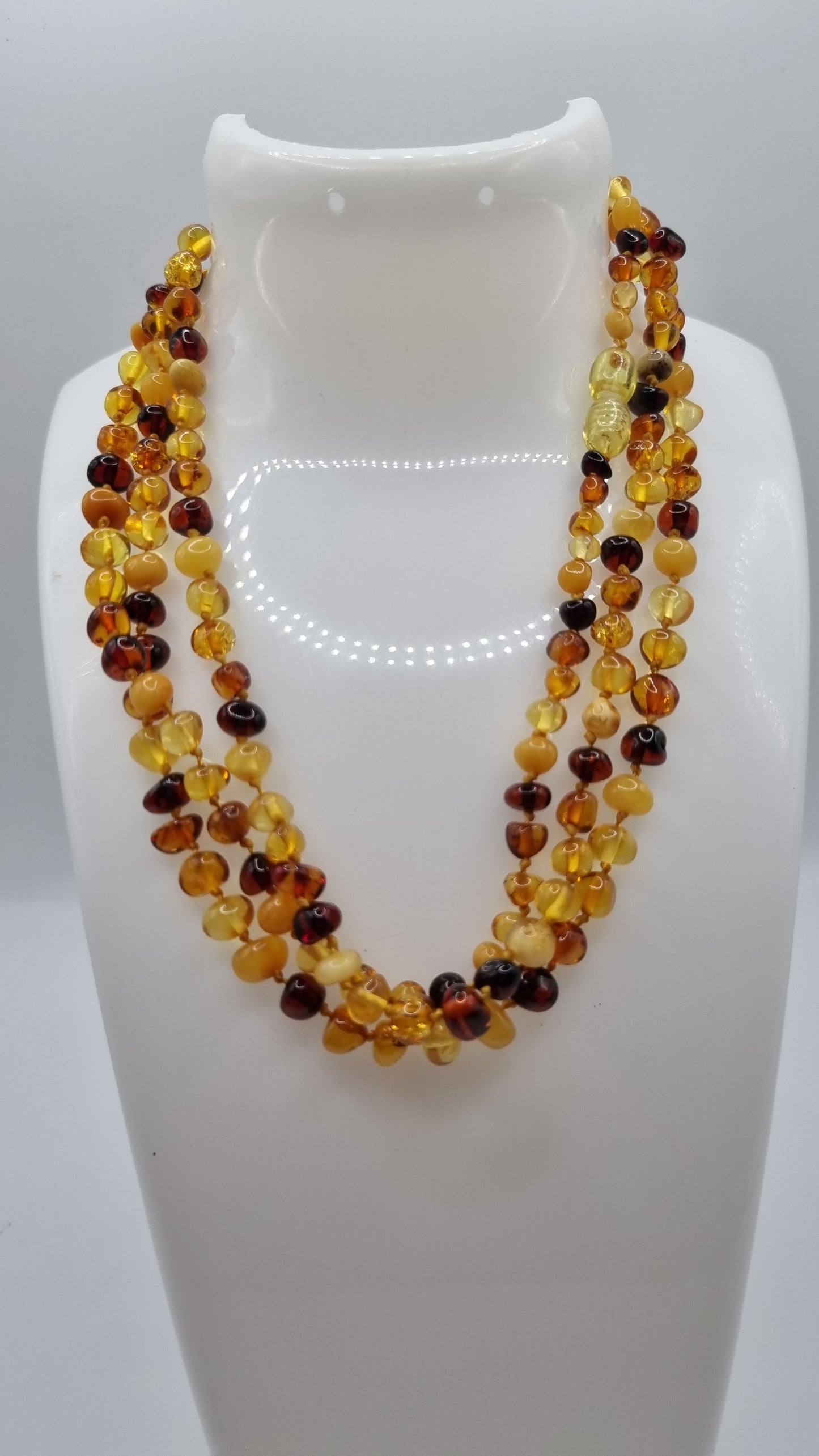 Kids baltic mix color amber necklace handmade