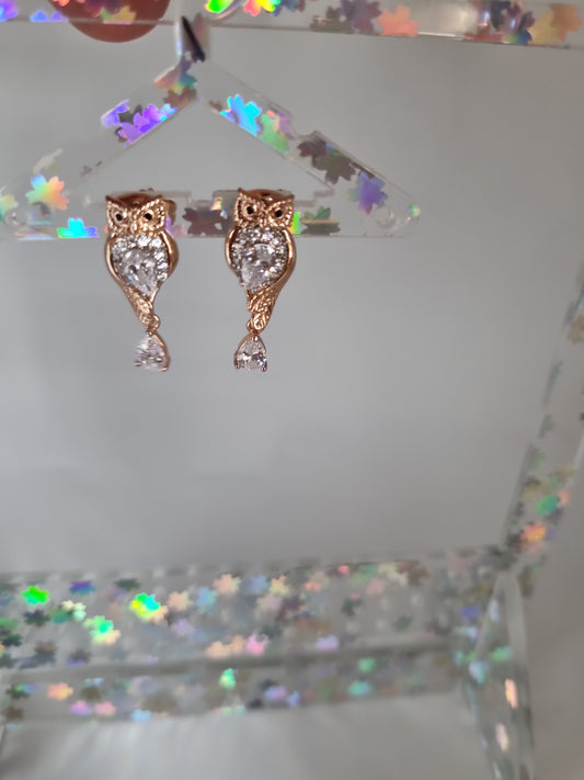 18kr.gold plated earrings Studs with zircon crystals hypoallergenic waterproof free nickel