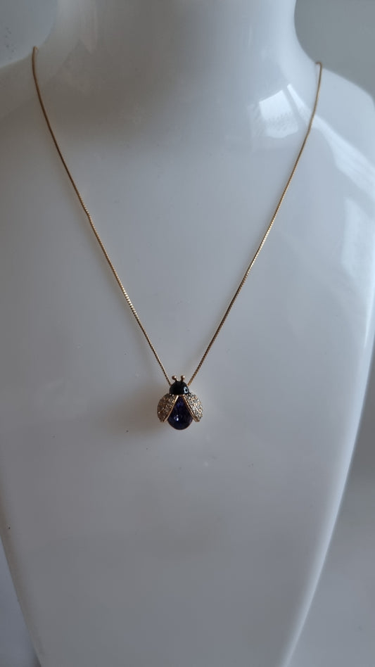 18kr.gold plated necklace with sw.crystal  purple butterfly