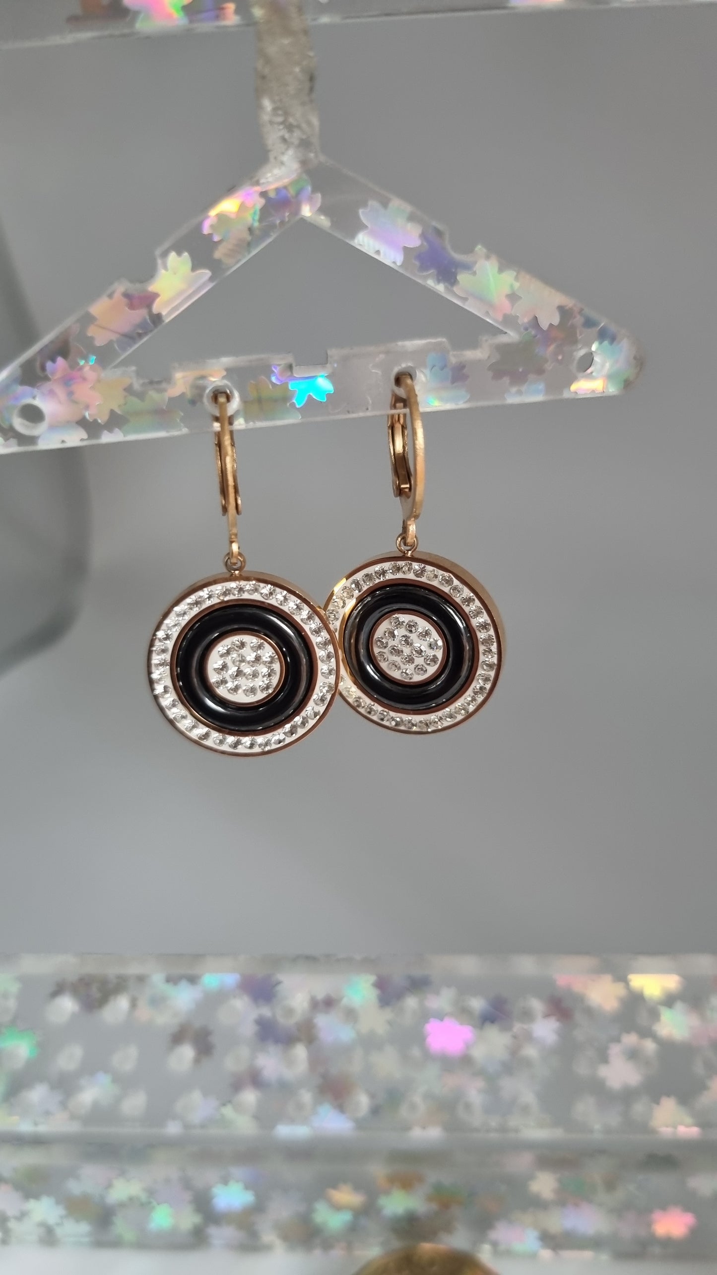 Stainless steel rose gold plated earrings with sw.crystal