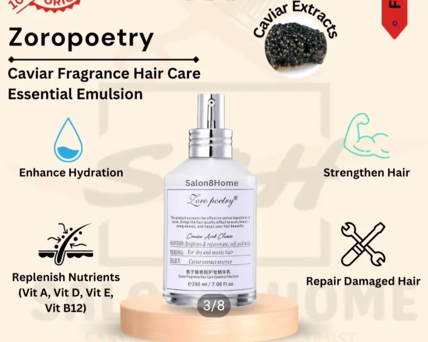 Zoropoetry Caviar Fragrance Hair Care Essential Emulsion (200 mL) Description