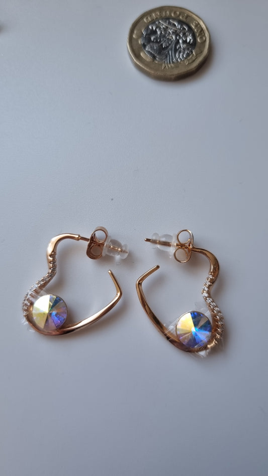 18kr.gold plated earrings with sw.crystal AB  change colors