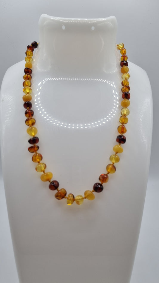 Kids baltic mix color amber necklace handmade