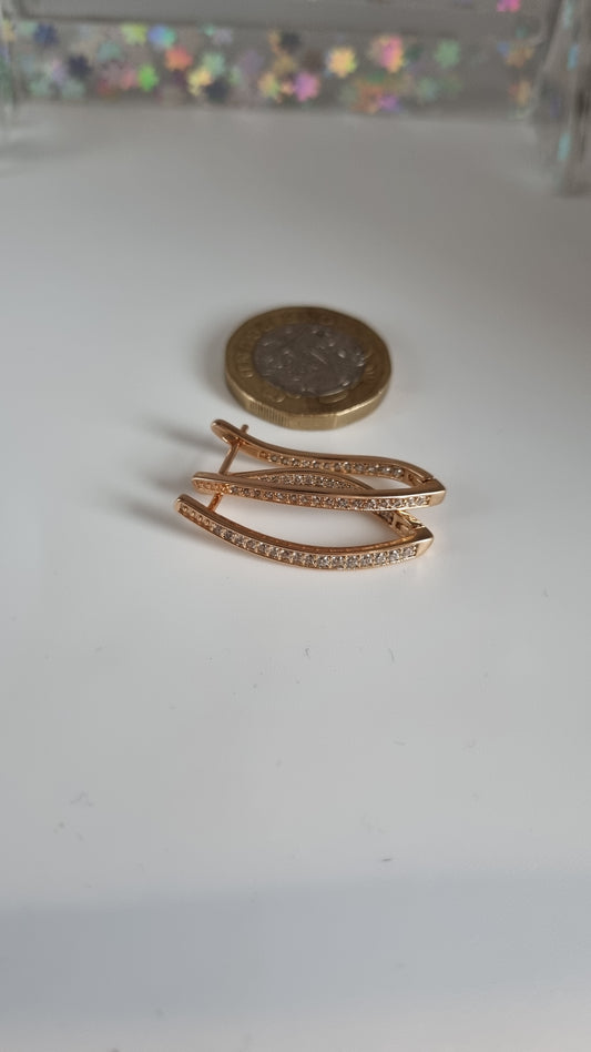 gold plated earrings with zircon stone