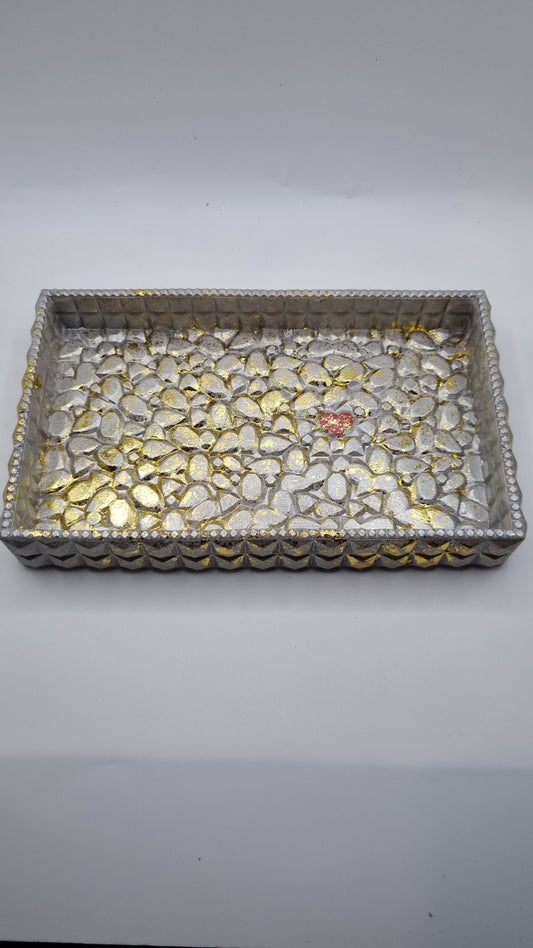 Handmade jesmonite addiction  jar candy jewellery, pencil,pen, makeup brush beautiful pearl white color gold plated colour