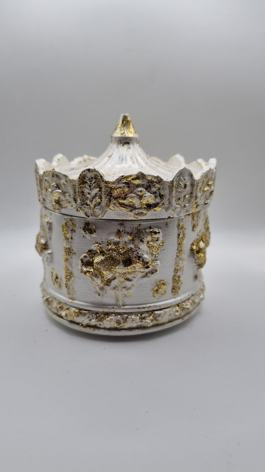 Beautiful jesmonite jars jewellery, candy handmade  white pearl metallics color and gold color