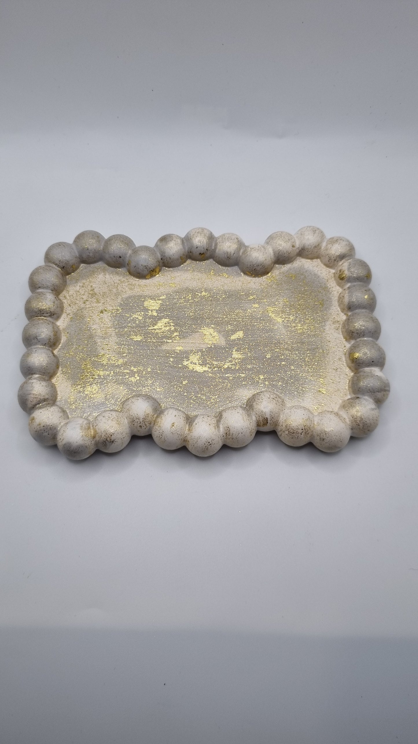 Handmade bubble tray jesmonite addiction  bubbletray  jewellery, pencil,pen, key, makeup brush beautiful pearl white color gold plated colour