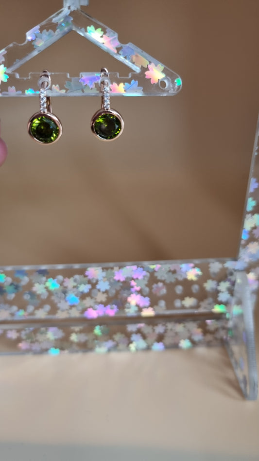 Rose gold plated earrings waterproof free nickel hypoallergenic with zircon Oliver color zircon