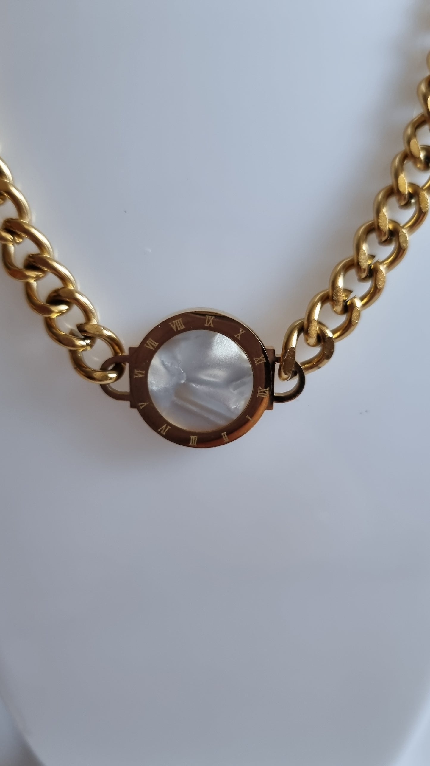 Stainless steel necklace double  pendant shell pearl