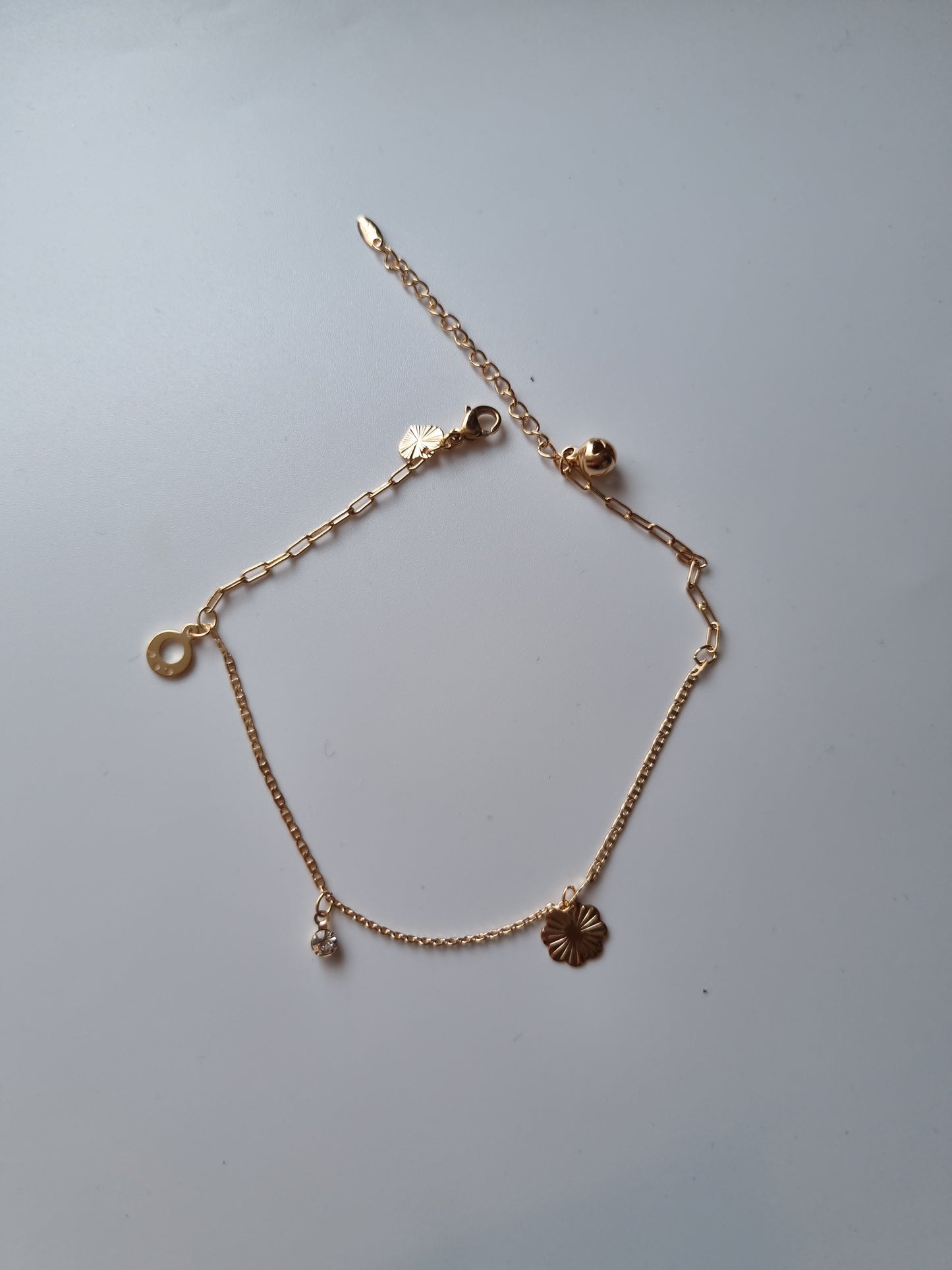 18kr gold plated ankles.crystal stone beads hypoallergenic free nickel waterproof