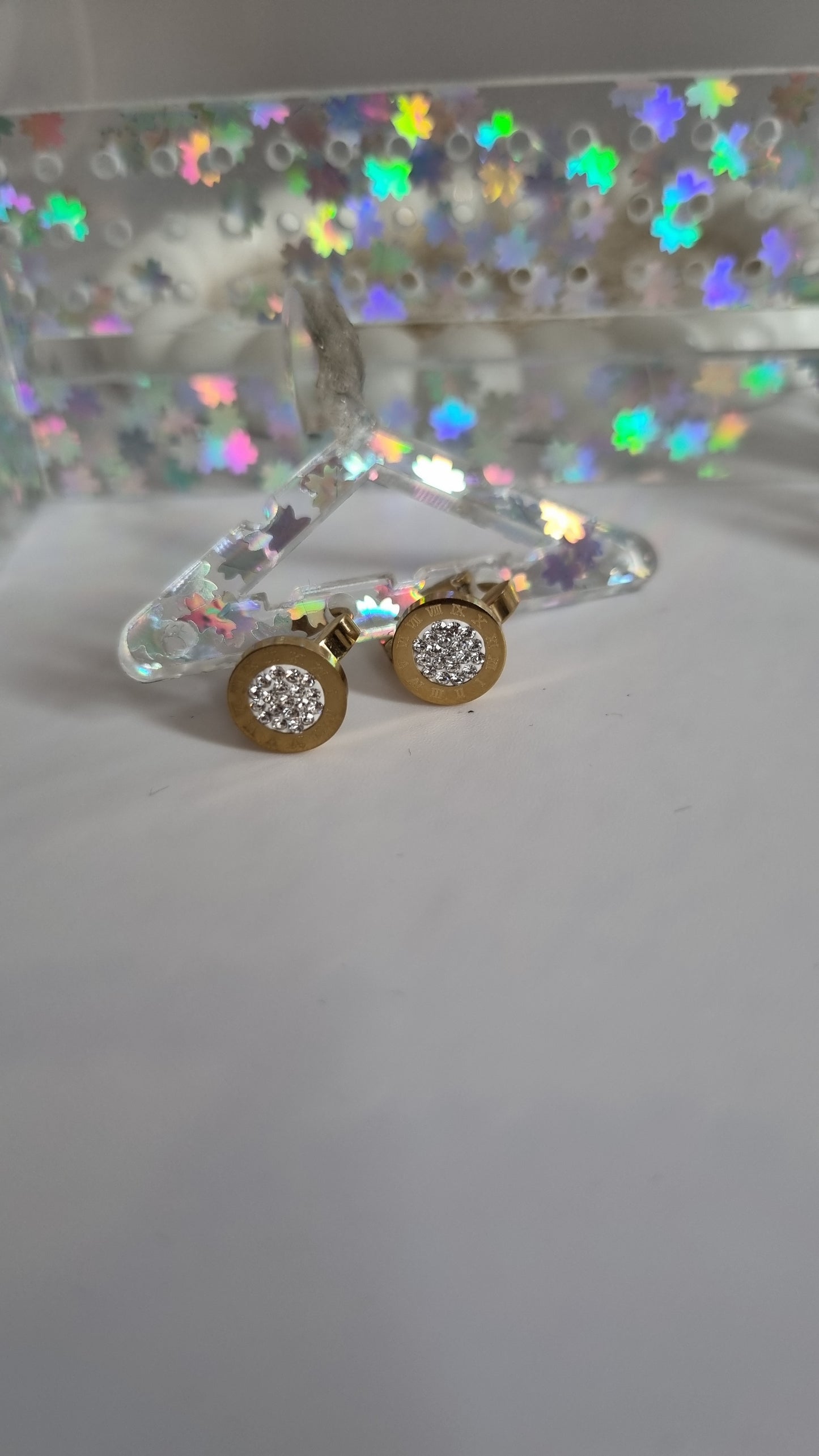 Stainless steel earrings with sw.crystal waterproof free nickel hypoallergenic
