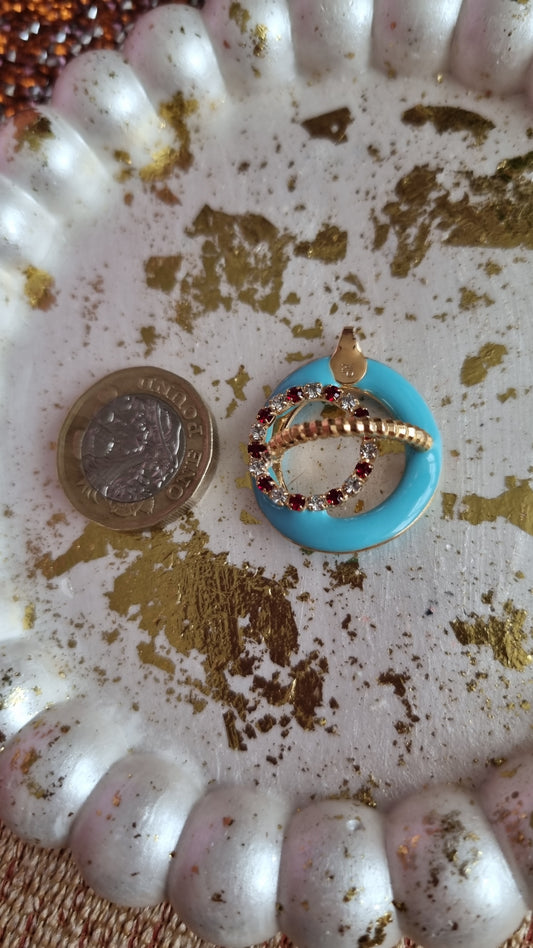 18kr.gold Plated pendant with zircon stone granet color and white Medical gold jewellery