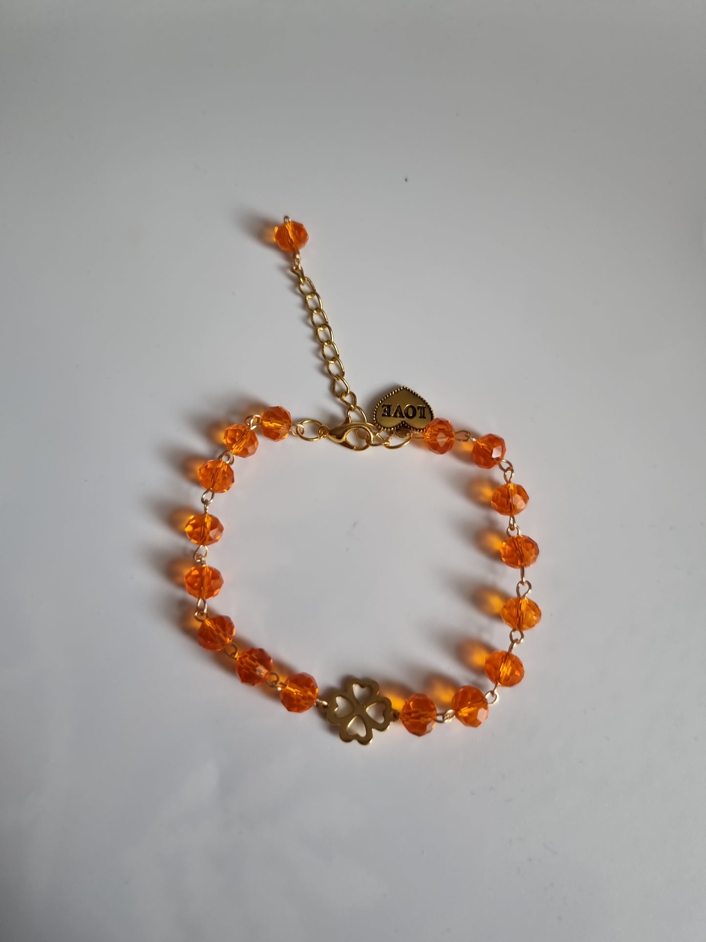 Handmade bracelets from glass beads crystal faceted beautiful color orange bracelet