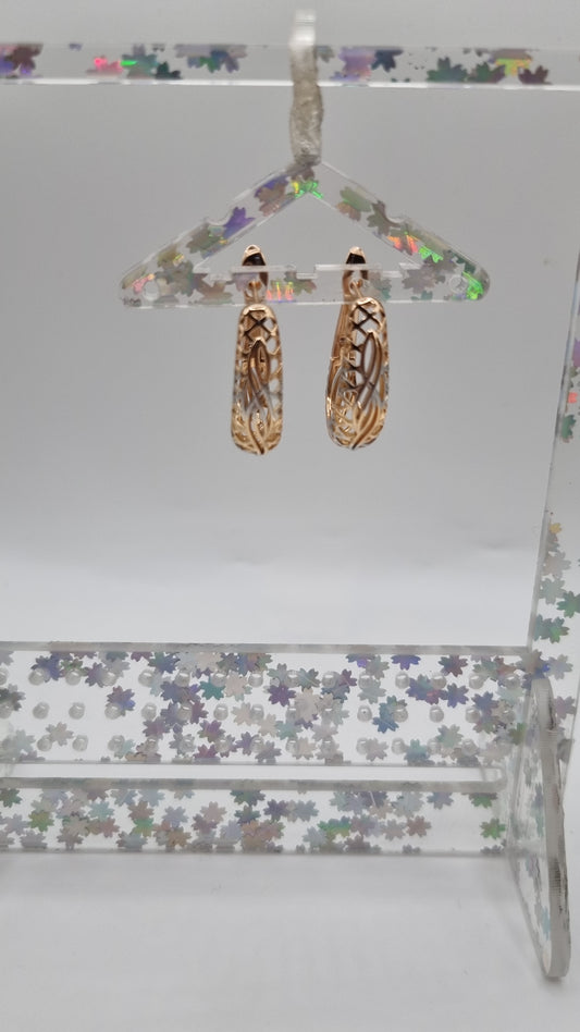 Multicolor gold plated 18kr and platinum plated earrings