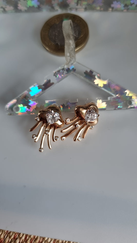 18kr.gold plated earrings with zircon stone white heart