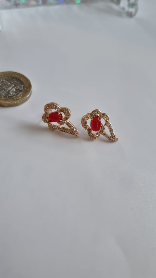 18kr.gold plated earrings Studs earings with zircon stone