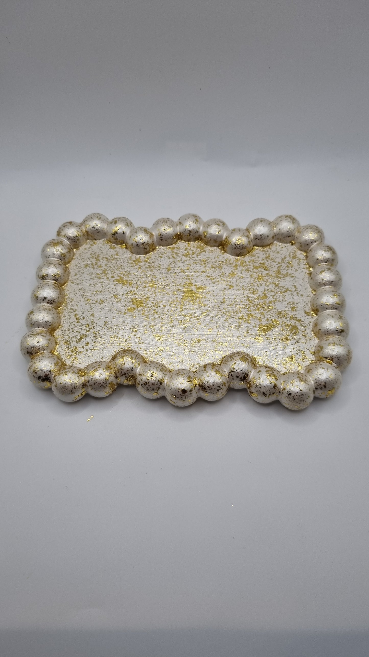 Handmade bubble tray jesmonite addiction  bubbletray  jewellery, pencil,pen, key, makeup brush beautiful pearl white color gold plated colour