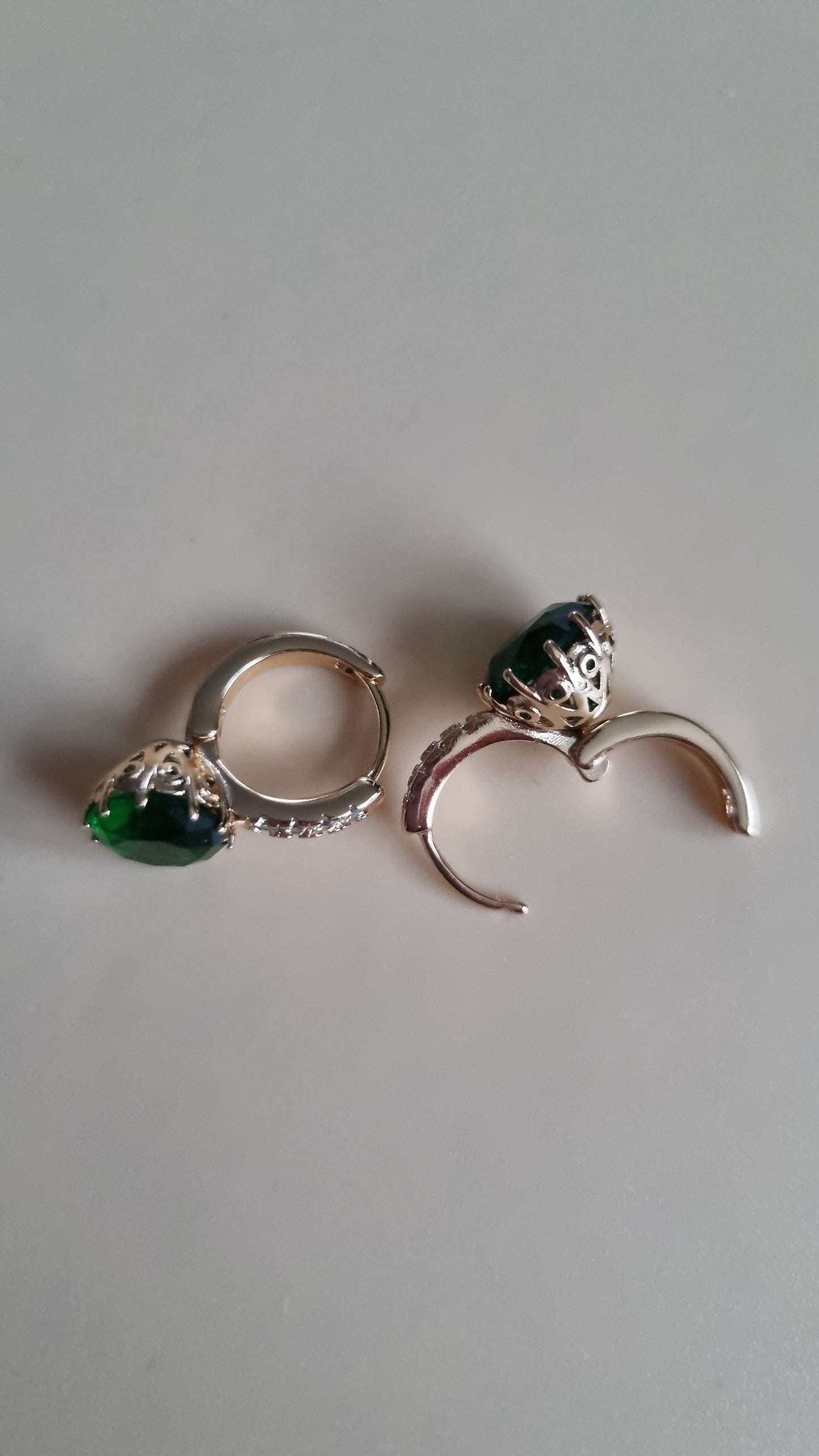 18kr gold plated earings hypoallergenic waterproof free nickel with zircon stone green