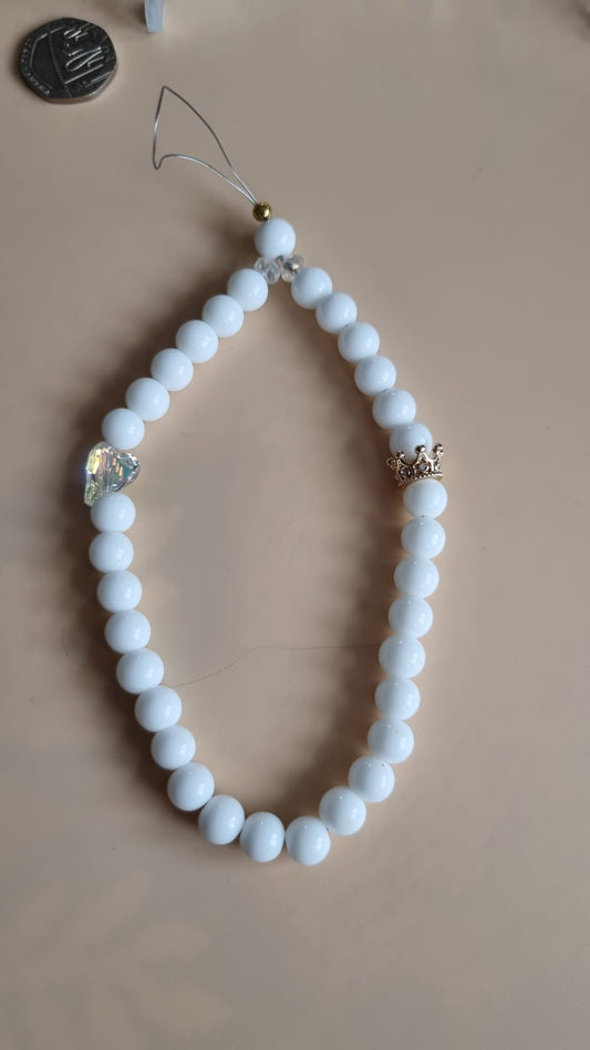 Handmade Phone holder with sw.crystal heart and gold color crown natural gemstone agate beautiful