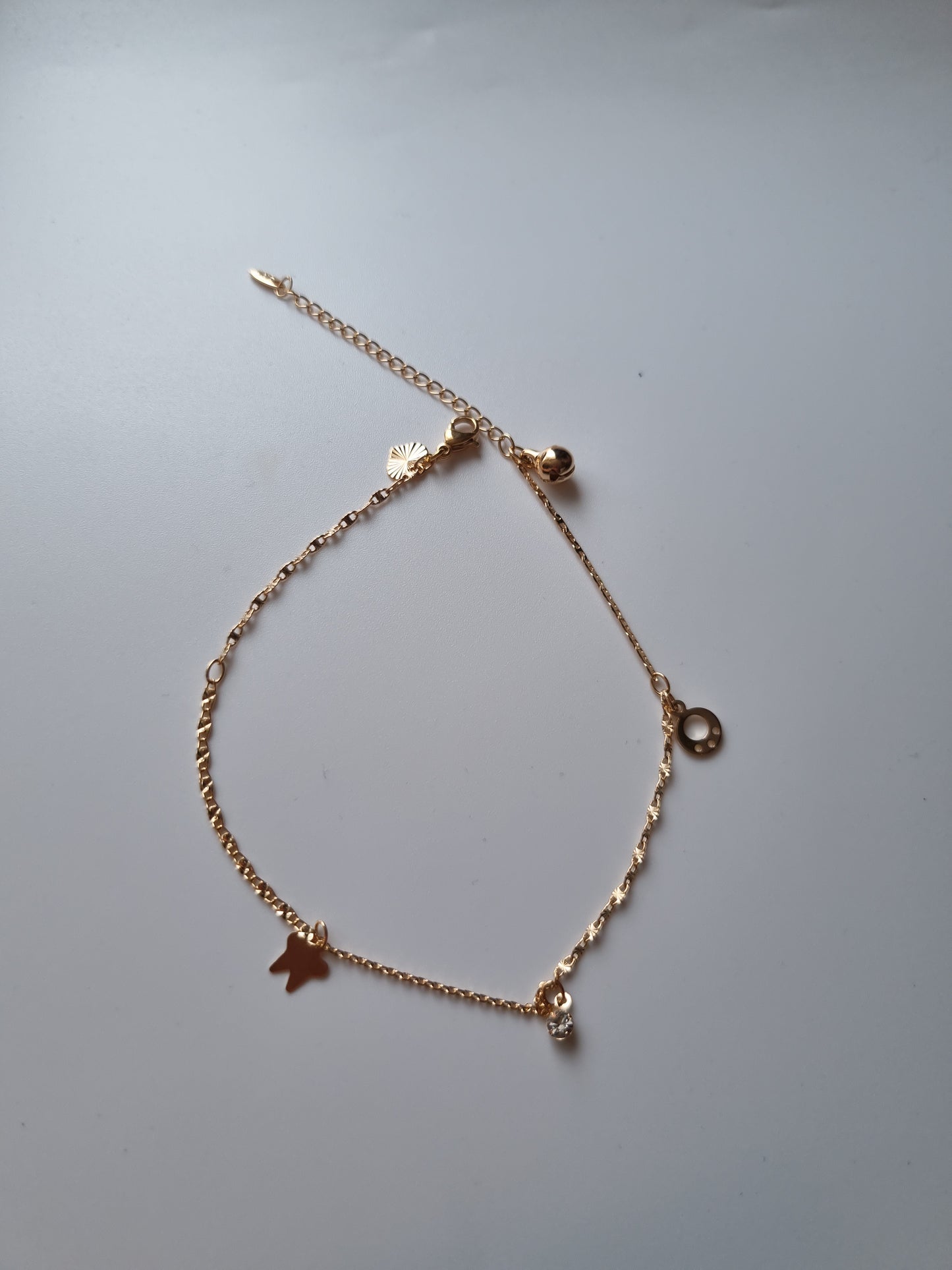 18kr gold plated ankles.crystal stone beads hypoallergenic free nickel waterproof