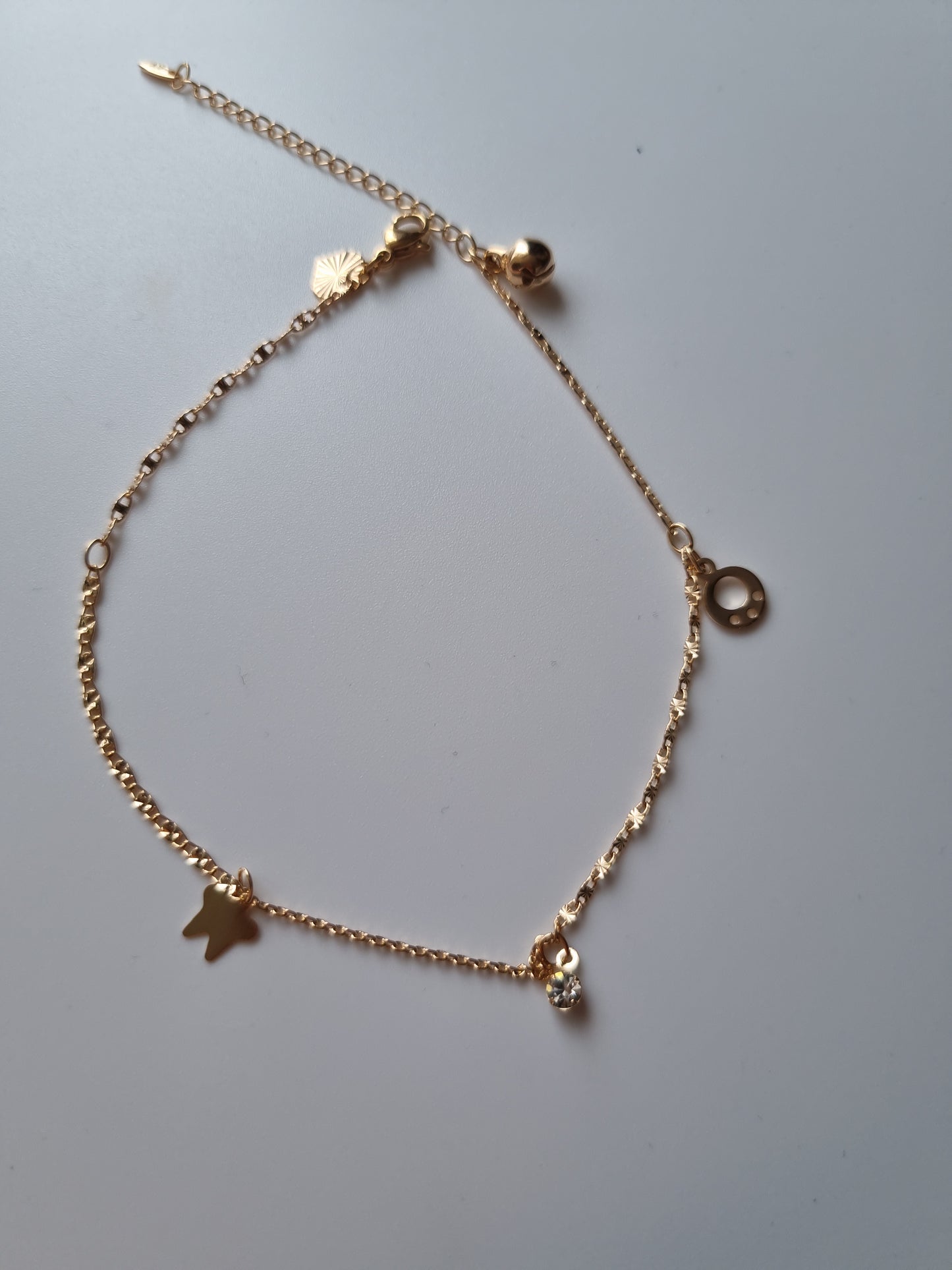 18kr gold plated ankles.crystal stone beads hypoallergenic free nickel waterproof