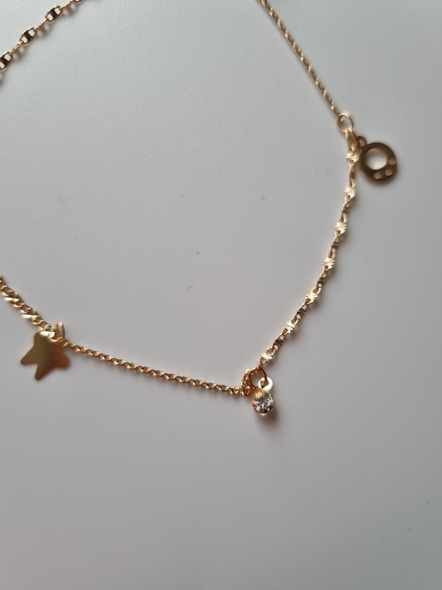 18kr gold plated ankles.crystal stone beads hypoallergenic free nickel waterproof