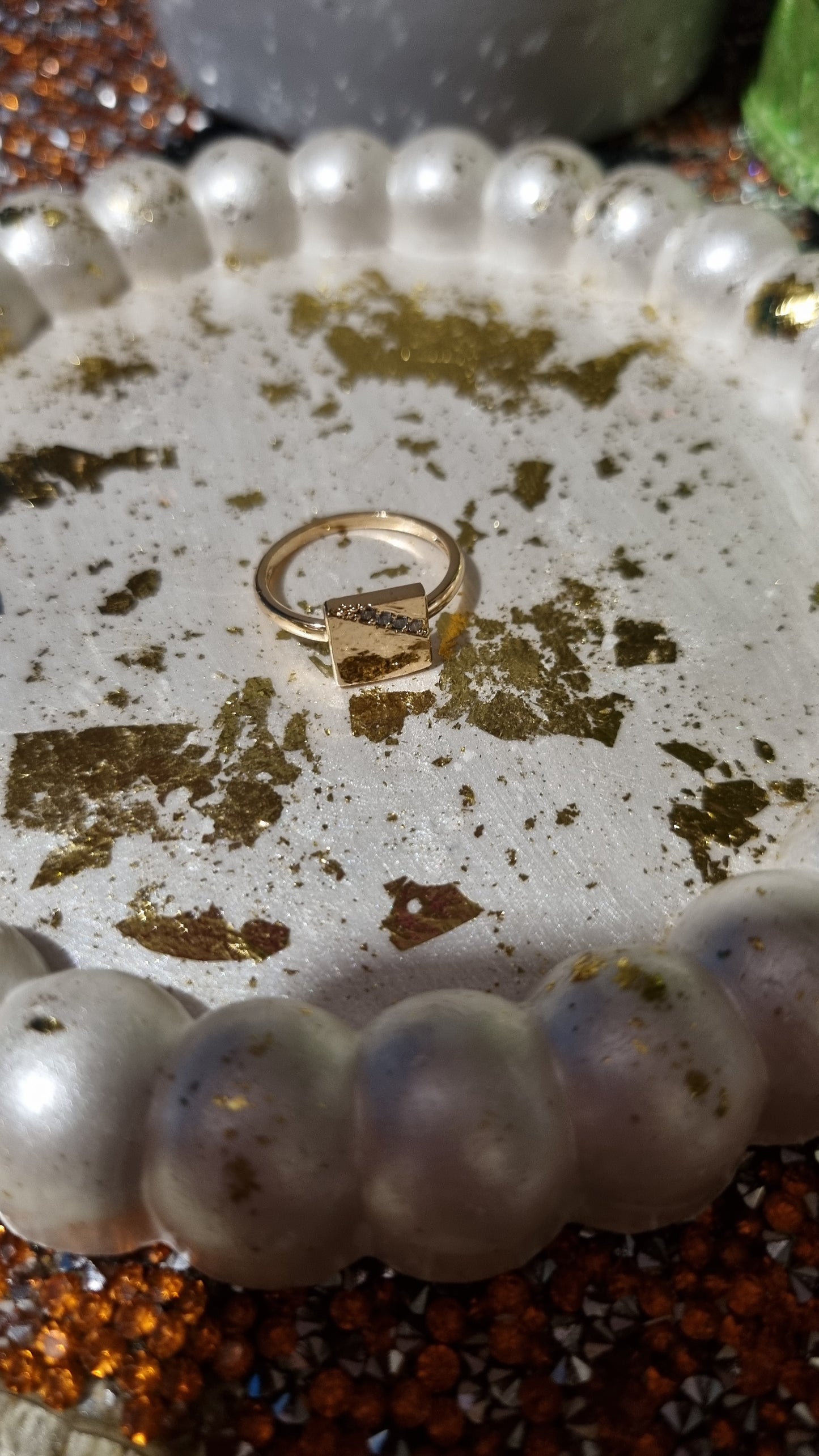 18kr.Gold plated rings with zircon stone